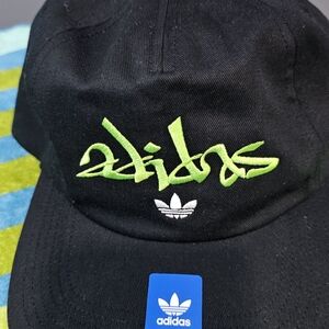 Adidas Black Cap with Neon Green Script